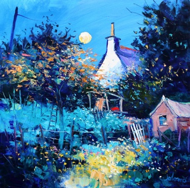 Back garden in the gloaming Isle of Iona 30x30  SOLD